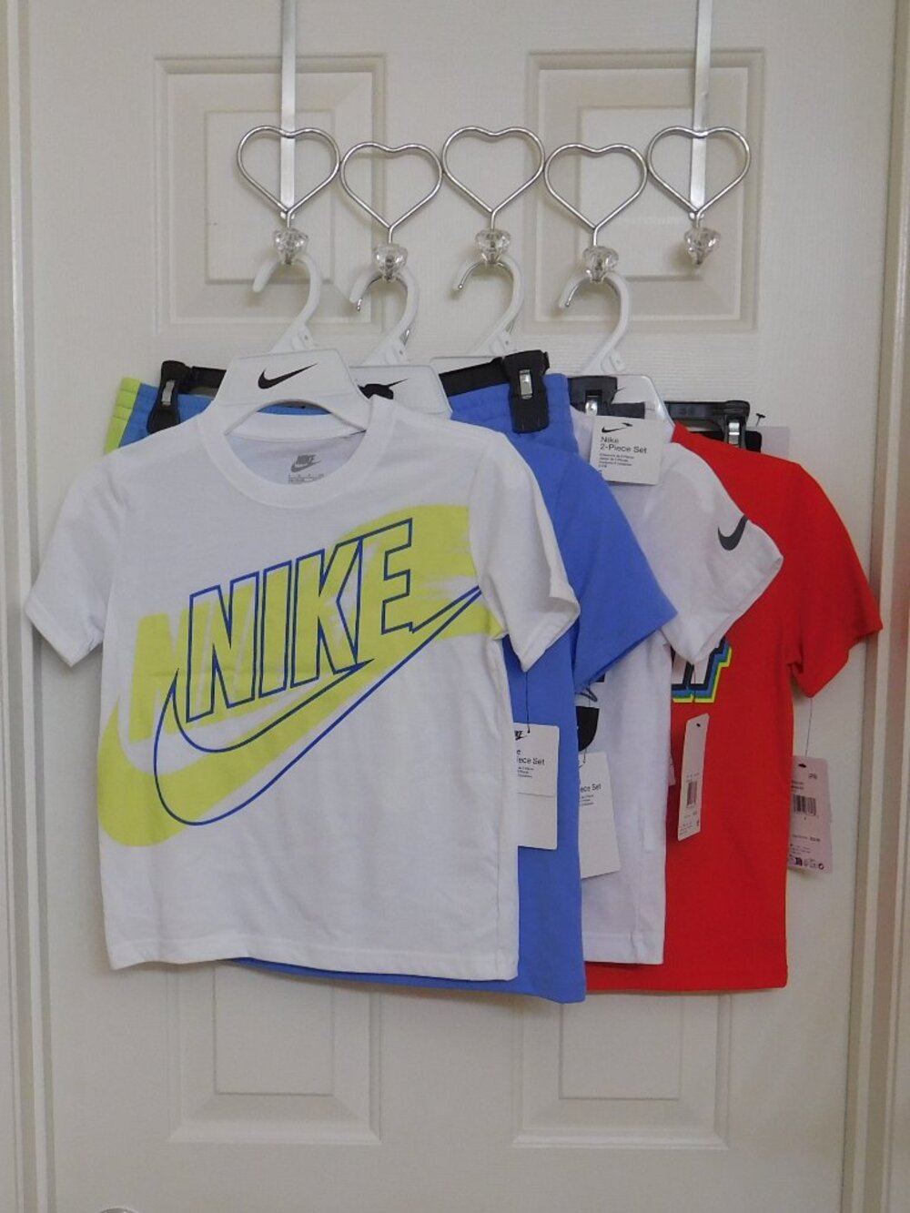 NWT 4 Nike Outfits 2pc Shirt & Shorts Sets White Red Blue Bundle sz 5
